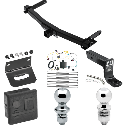 Se adapta al paquete de enganche de remolque Jeep Grand Cherokee WK 2022-2023 con cableado plano de 4 + soporte de bola con caída de 4" + bola de 2" + bola de 1-7/8" + soporte de cableado + cubierta de enganche de Draw-Tite