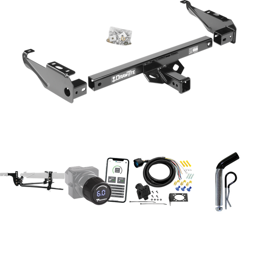 Fits 1992-2000 Chevrolet C2500 Trailer Hitch Tow PKG w/ 11.5K Round Bar Weight Distribution Hitch w/ 2-5/16" Ball + Pin/Clip + Tekonsha Prodigy iD Bluetooth Wireless Brake Control + 7-Way RV Wiring (For Crew Cab Models) By Draw-Tite