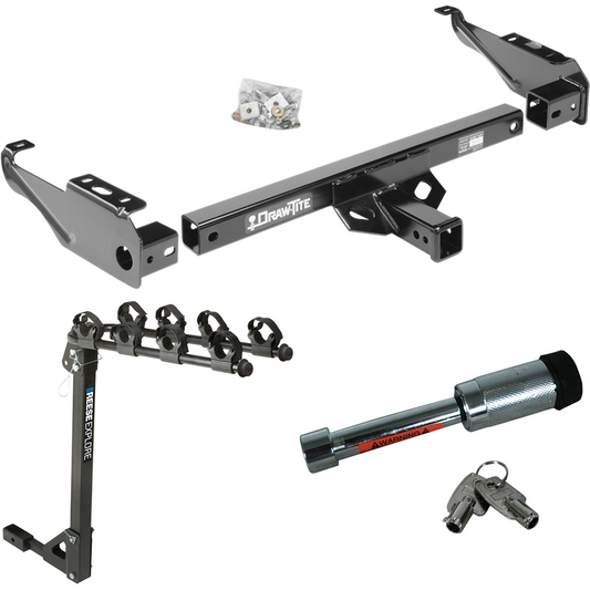 Fits 1963-1986 Chevrolet C30 Trailer Hitch Tow PKG w/ 4 Bike Carrier Rack + Hitch Lock By Draw-Tite