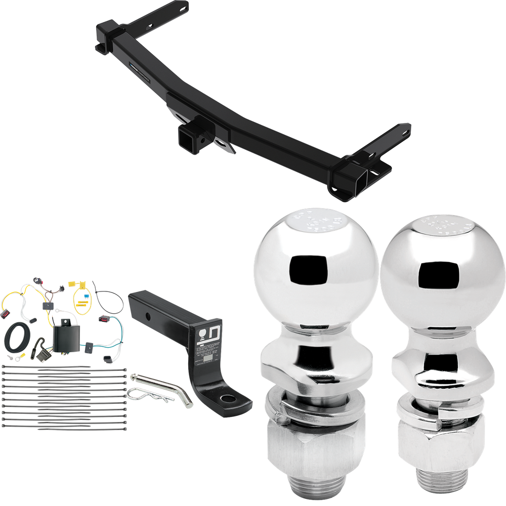 Fits 2014-2021 Jeep Grand Cherokee Trailer Hitch Tow PKG w/ 4-Flat Wiring + Ball Mount w/ 4" Drop + 2" Ball + 2-5/16" Ball (For w/Removable OEM Fascia Panel Only Models) By Reese Towpower