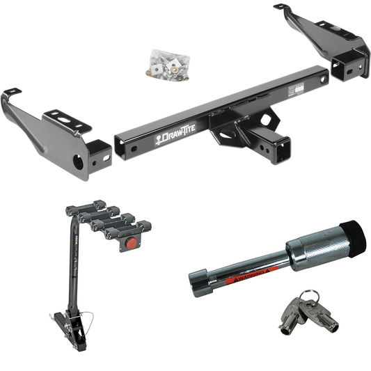 Fits 1980-1986 Ford F-150 Trailer Hitch Tow PKG w/ 4 Bike Carrier Rack + Hitch Lock (Excludes: w/Custom Fascia Models) By Draw-Tite