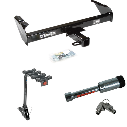 Fits 1979-1986 GMC C1500 Trailer Hitch Tow PKG w/ 4 Bike Carrier Rack + Hitch Lock By Draw-Tite