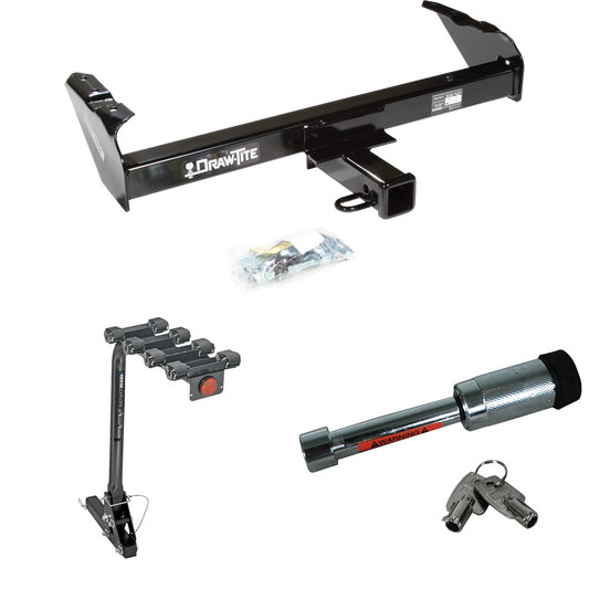 Fits 1963-1972 Ford F-100 Trailer Hitch Tow PKG w/ 4 Bike Carrier Rack + Hitch Lock By Draw-Tite