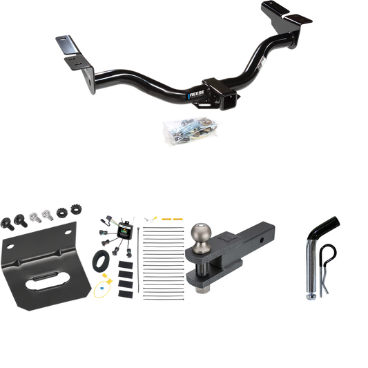 Fits 2004-2004 Ford Escape Trailer Hitch Tow PKG w/ 4-Flat Zero Contact "No Splice" Wiring Harness + Clevis Hitch Ball Mount w/ 2" Ball + Pin/Clip + Wiring Bracket By Reese Towpower