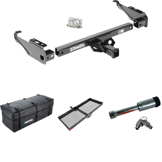 Fits 1978-1996 Ford Bronco Trailer Hitch Tow PKG w/ 48" x 20" Cargo Carrier + Cargo Bag + Hitch Lock By Draw-Tite