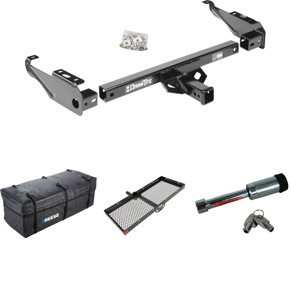 Fits 1994-2002 Dodge Ram 3500 Trailer Hitch Tow PKG w/ 48" x 20" Cargo Carrier + Cargo Bag + Hitch Lock By Draw-Tite