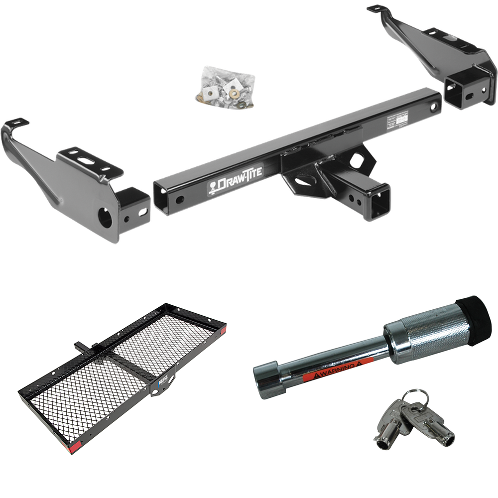 Fits 1980-1983 Ford F-100 Trailer Hitch Tow PKG w/ 48" x 20" Cargo Carrier + Hitch Lock (Excludes: w/Custom Fascia Models) By Draw-Tite