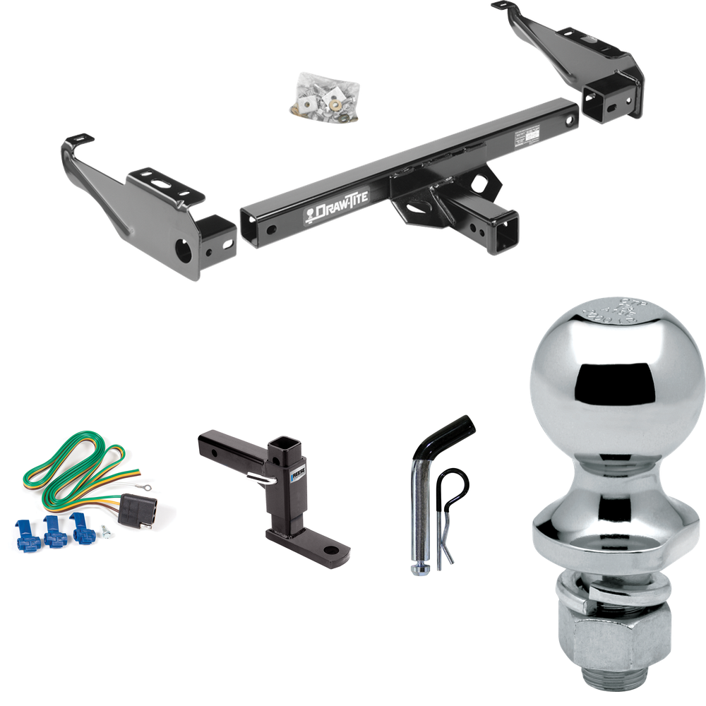 Fits 1963-1965 GMC 2500 Series Trailer Hitch Tow PKG w/ 4-Flat Wiring + Adjustable Drop Rise Ball Mount + Pin/Clip + 1-7/8" Ball By Draw-Tite