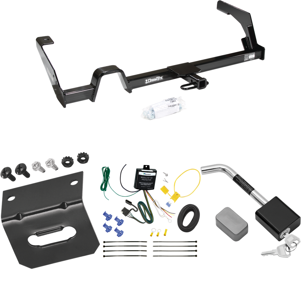 Fits 2000-2004 Subaru Legacy Trailer Hitch Tow PKG w/ 4-Flat Wiring Harness + Wiring Bracket + Hitch Lock (For Wagon, Except Outback Models) By Draw-Tite