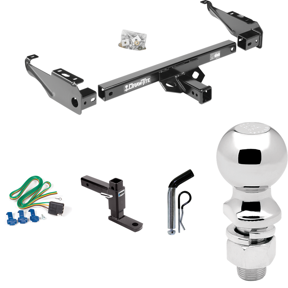 Fits 1963-1966 GMC 3000 Trailer Hitch Tow PKG w/ 4-Flat Wiring + Adjustable Drop Rise Ball Mount + Pin/Clip + 2-5/16" Ball By Draw-Tite