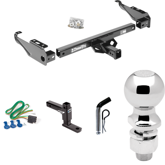 Fits 1963-1966 GMC 3000 Trailer Hitch Tow PKG w/ 4-Flat Wiring + Adjustable Drop Rise Ball Mount + Pin/Clip + 2-5/16" Ball By Draw-Tite