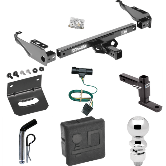 Fits 1967-1978 GMC C35 Trailer Hitch Tow PKG w/ 4-Flat Wiring + Adjustable Drop Rise Ball Mount + Pin/Clip + 2-5/16" Ball + Wiring Bracket + Hitch Cover By Draw-Tite