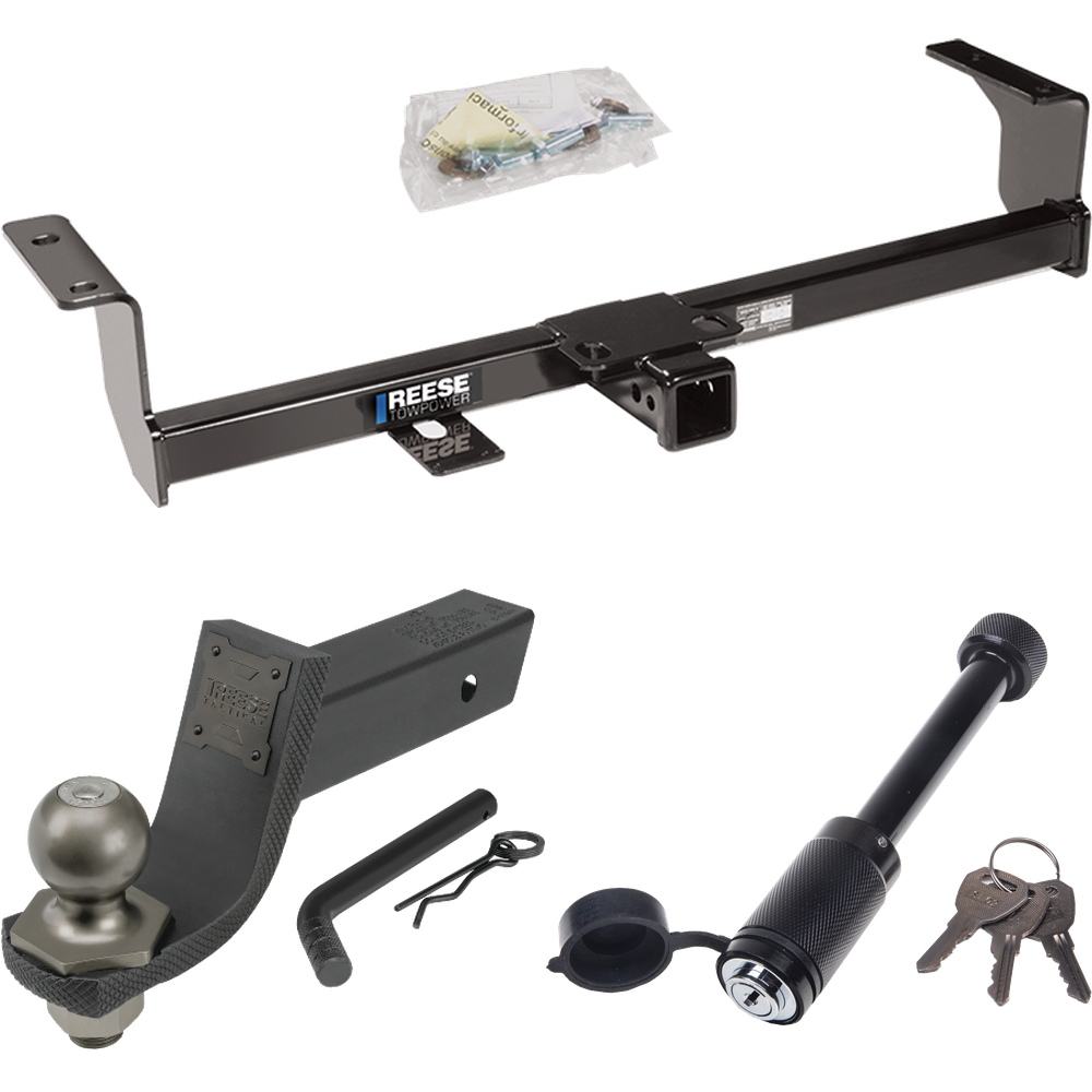 Fits 2006-2013 Suzuki Grand Vitara Trailer Hitch Tow PKG + Interlock Tactical Starter Kit w/ 3-1/4" Drop & 2" Ball + Tactical Dogbone Lock (Excludes: 3 Dr Hatchback Models) By Reese Towpower