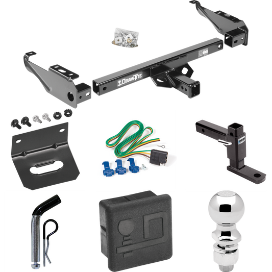 Fits 1963-1979 Ford F-250 Trailer Hitch Tow PKG w/ 4-Flat Wiring + Adjustable Drop Rise Ball Mount + Pin/Clip + 2-5/16" Ball + Wiring Bracket + Hitch Cover By Draw-Tite