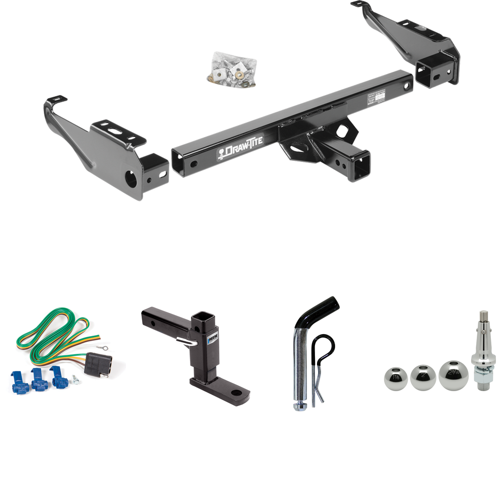 Se adapta al paquete de remolque de enganche de remolque GMC serie 2500 de 1963-1965 con 4 cables planos + soporte de bola ajustable + pasador/clip + bolas intercambiables de 1-7/8" y 2" y 2-5/16" de Draw-Tite