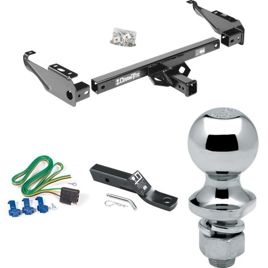 Fits 1974-1988 Dodge Ramcharger Trailer Hitch Tow PKG w/ 4-Flat Wiring + Ball Mount w/ 2" Drop + 1-7/8" Ball (Excludes: w/Skid Shield Models) By Draw-Tite