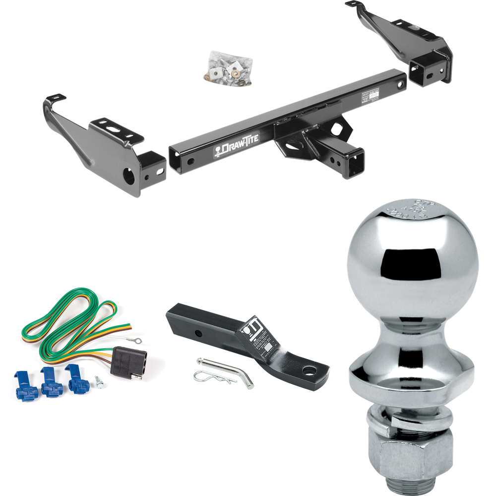 Fits 1978-1996 Ford Bronco Trailer Hitch Tow PKG w/ 4-Flat Wiring + Ball Mount w/ 2" Drop + 1-7/8" Ball By Draw-Tite