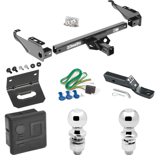 Fits 1963-1979 Ford F-250 Trailer Hitch Tow PKG w/ 4-Flat Wiring + Ball Mount w/ 2" Drop + 2" Ball + 2-5/16" Ball + Wiring Bracket + Hitch Cover By Draw-Tite