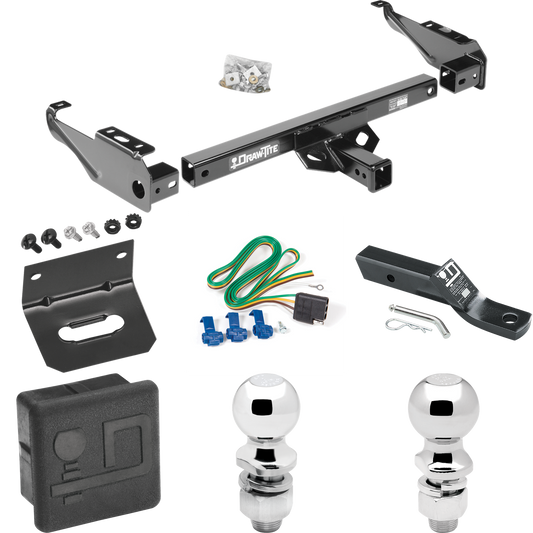 Fits 1963-1972 Chevrolet C10 Trailer Hitch Tow PKG w/ 4-Flat Wiring + Ball Mount w/ 2" Drop + 2" Ball + 2-5/16" Ball + Wiring Bracket + Hitch Cover By Draw-Tite