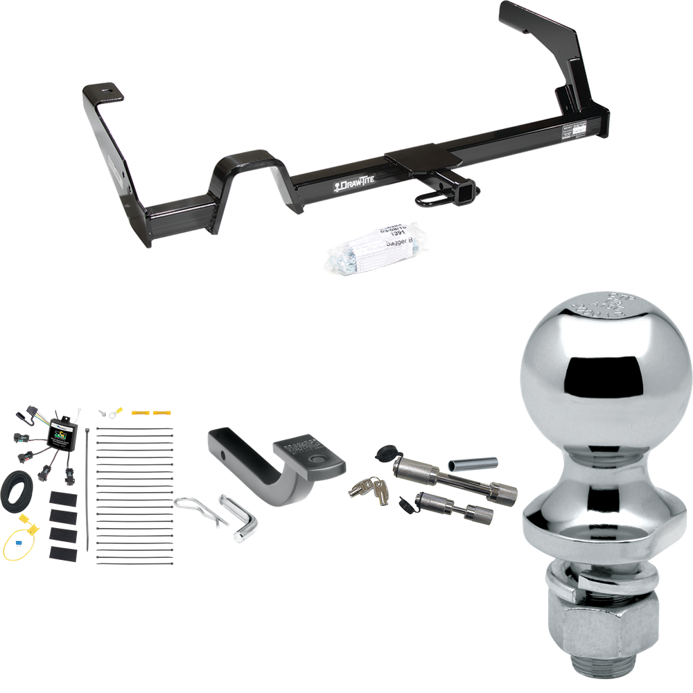 Fits 2000-2004 Subaru Legacy Trailer Hitch Tow PKG w/ 4-Flat Zero Contact "No Splice" Wiring Harness + Draw-Bar + 1-7/8" Ball + Dual Hitch & Coupler Locks (For Sedan, Except Outback Models) By Reese Towpower