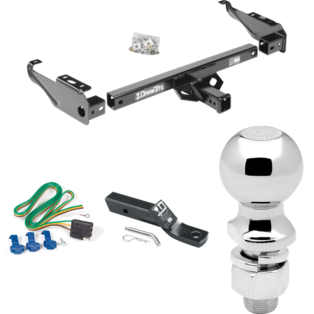 Fits 1963-1966 GMC 3000 Trailer Hitch Tow PKG w/ 4-Flat Wiring + Ball Mount w/ 2" Drop + 2-5/16" Ball By Draw-Tite