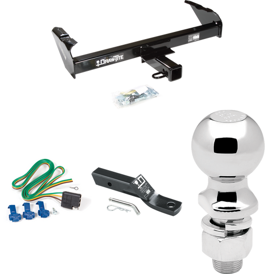 Fits 1985-1986 Chevrolet C20 Trailer Hitch Tow PKG w/ 4-Flat Wiring + Ball Mount w/ 2" Drop + 2-5/16" Ball By Draw-Tite