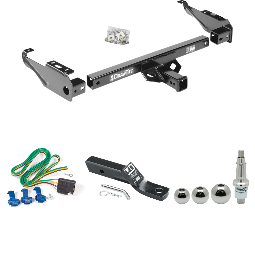 Fits 1981-1993 Dodge W250 Trailer Hitch Tow PKG w/ 4-Flat Wiring + Ball Mount w/ 2" Drop + Interchangeable Ball 1-7/8" & 2" & 2-5/16" By Draw-Tite