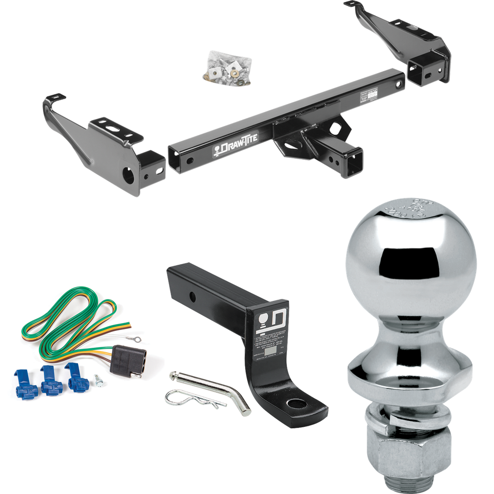 Fits 1977-1993 Dodge W150 Trailer Hitch Tow PKG w/ 4-Flat Wiring + Ball Mount w/ 4" Drop + 1-7/8" Ball By Draw-Tite