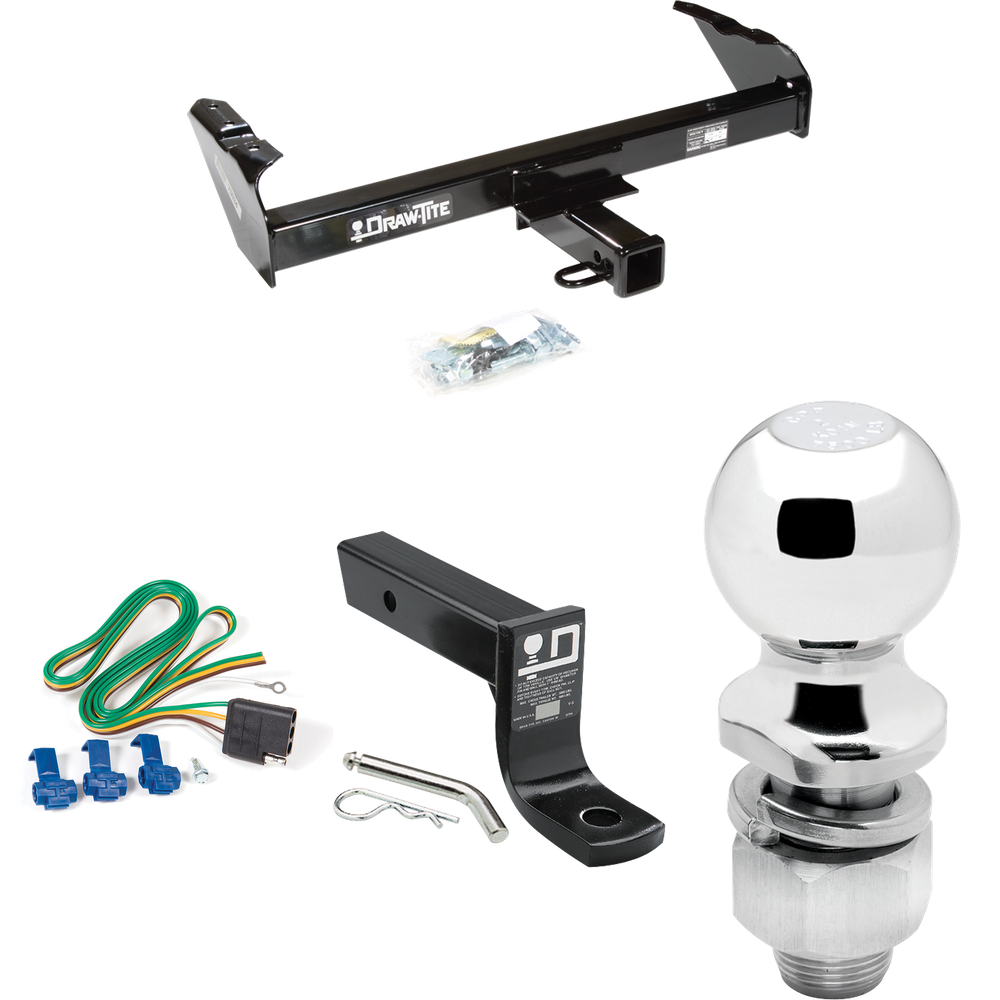 Fits 1967-1974 GMC K15 Trailer Hitch Tow PKG w/ 4-Flat Wiring + Ball Mount w/ 4" Drop + 2" Ball By Draw-Tite