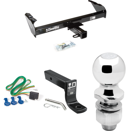 Fits 1967-1974 GMC K15 Trailer Hitch Tow PKG w/ 4-Flat Wiring + Ball Mount w/ 4" Drop + 2" Ball By Draw-Tite