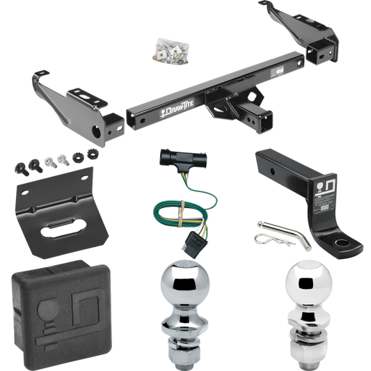 Fits 1967-1978 GMC C25 Trailer Hitch Tow PKG w/ 4-Flat Wiring + Ball Mount w/ 4" Drop + 2" Ball + 1-7/8" Ball + Wiring Bracket + Hitch Cover By Draw-Tite