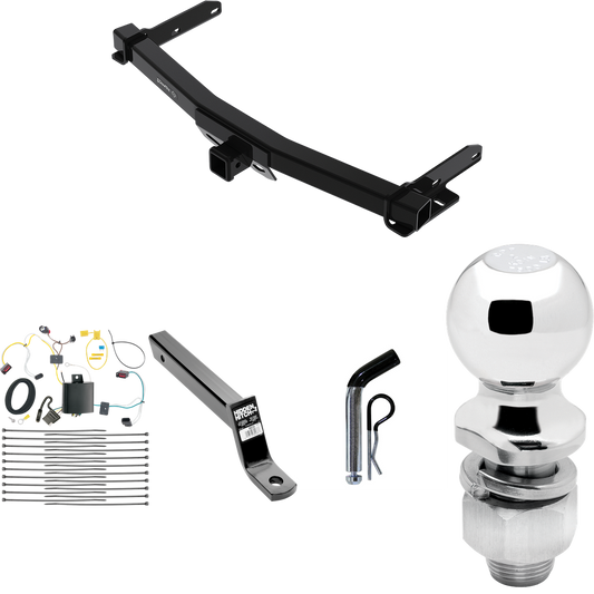 Fits 2022-2023 Jeep Grand Cherokee WK Trailer Hitch Tow PKG w/ 4-Flat Wiring + Extended 16" Long Ball Mount w/ 4" Drop + Pin/Clip + 2" Ball By Draw-Tite