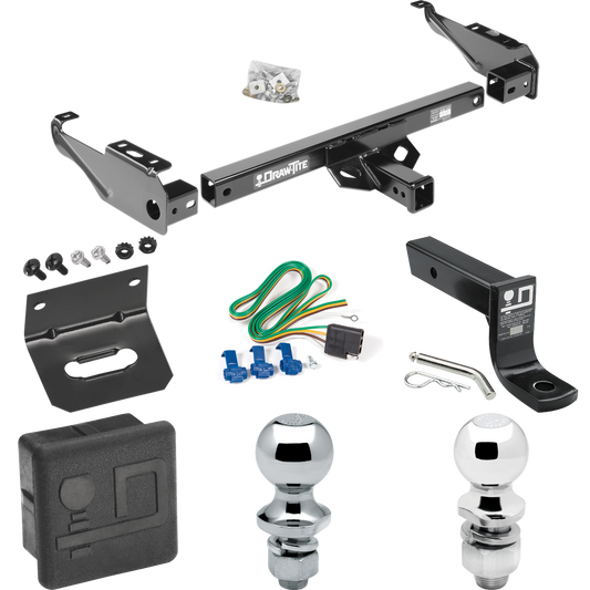 Fits 1985-1986 GMC C2500 Trailer Hitch Tow PKG w/ 4-Flat Wiring + Ball Mount w/ 4" Drop + 2" Ball + 1-7/8" Ball + Wiring Bracket + Hitch Cover By Draw-Tite