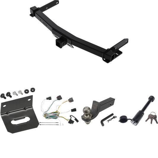 Fits 2011-2013 Jeep Grand Cherokee Trailer Hitch Tow PKG w/ 4-Flat Wiring + Interlock Tactical Starter Kit w/ 2" Drop & 2" Ball + Tactical Dogbone Lock + Wiring Bracket (For w/Removable OEM Fascia Panel Only Models) By Reese Towpower