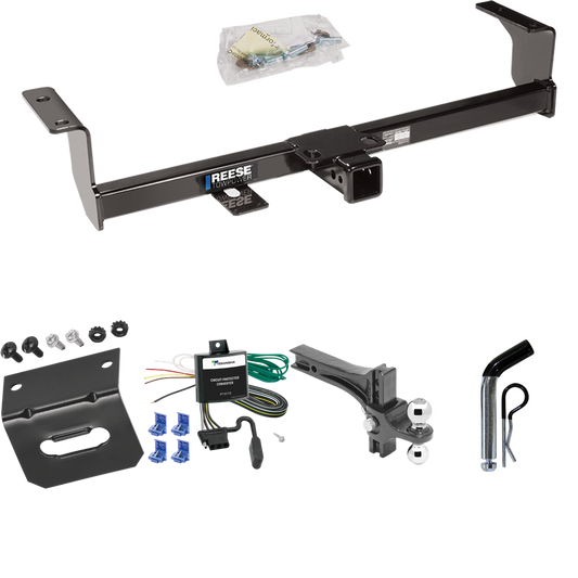 Fits 2006-2013 Suzuki Grand Vitara Trailer Hitch Tow PKG w/ 4-Flat Wiring Harness + Dual Adjustable Drop Rise Ball Ball Mount 2" & 2-5/16" Trailer Balls + Pin/Clip + Wiring Bracket (Excludes: 3 Dr Hatchback Models) By Reese Towpower