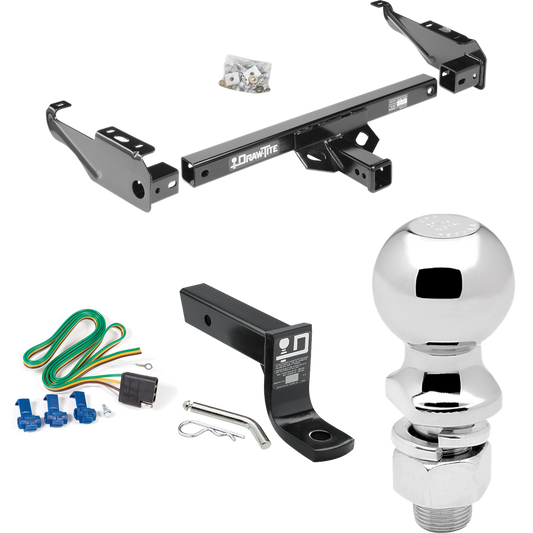 Fits 1989-1997 Ford F Super Duty Trailer Hitch Tow PKG w/ 4-Flat Wiring + Ball Mount w/ 4" Drop + 2-5/16" Ball (For Cab & Chassis, w/34" Wide Frames & 161" Wheelbase Models) By Draw-Tite