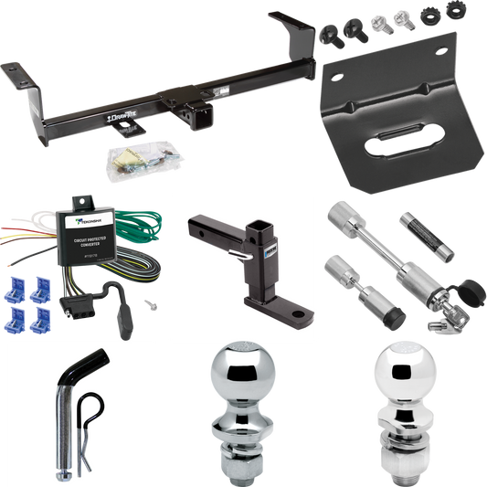 Fits 2006-2013 Suzuki Grand Vitara Trailer Hitch Tow PKG w/ 4-Flat Wiring Harness + Adjustable Drop Rise Ball Mount + Pin/Clip + 2" Ball + 1-7/8" Ball + Dual Hitch & Coupler Locks (Excludes: 3 Dr Hatchback Models) By Draw-Tite