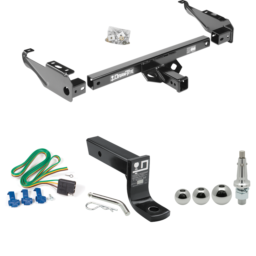 Fits 1963-1966 GMC 3500 Trailer Hitch Tow PKG w/ 4-Flat Wiring + Ball Mount w/ 4" Drop + Interchangeable Ball 1-7/8" & 2" & 2-5/16" By Draw-Tite