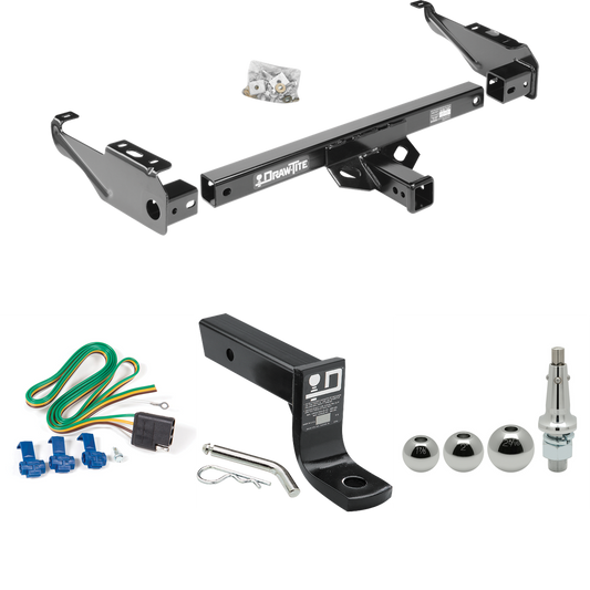 Fits 1963-1966 GMC 3500 Trailer Hitch Tow PKG w/ 4-Flat Wiring + Ball Mount w/ 4" Drop + Interchangeable Ball 1-7/8" & 2" & 2-5/16" By Draw-Tite