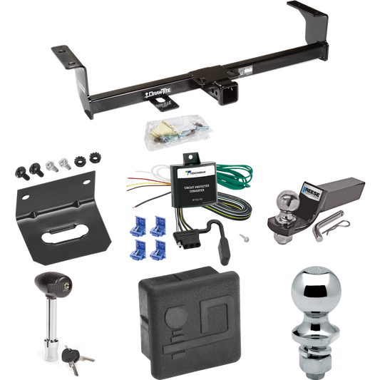 Fits 2006-2013 Suzuki Grand Vitara Trailer Hitch Tow PKG w/ 4-Flat Wiring + Starter Kit Ball Mount w/ 2" Drop & 2" Ball + 1-7/8" Ball + Wiring Bracket + Hitch Lock + Hitch Cover (Excludes: 3 Dr Hatchback Models) By Draw-Tite