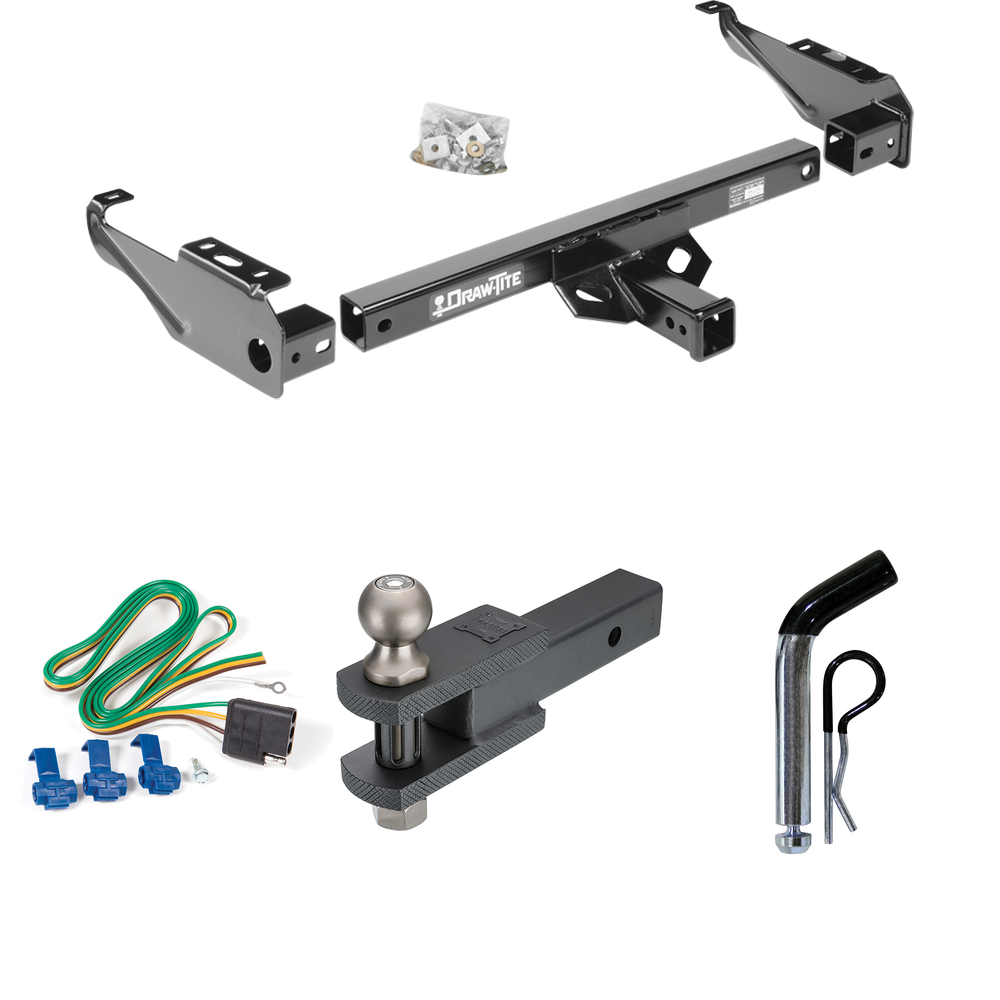 Fits 1994-1994 Dodge Ram 3500 Trailer Hitch Tow PKG w/ 4-Flat Wiring + Clevis Hitch Ball Mount w/ 2" Ball + Pin/Clip By Draw-Tite