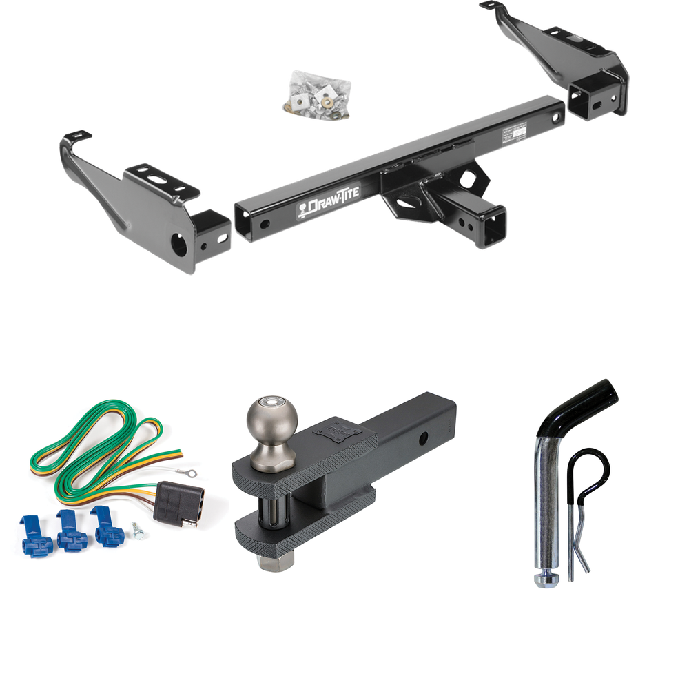 Fits 1963-1966 GMC 3500 Trailer Hitch Tow PKG w/ 4-Flat Wiring + Clevis Hitch Ball Mount w/ 2" Ball + Pin/Clip By Draw-Tite