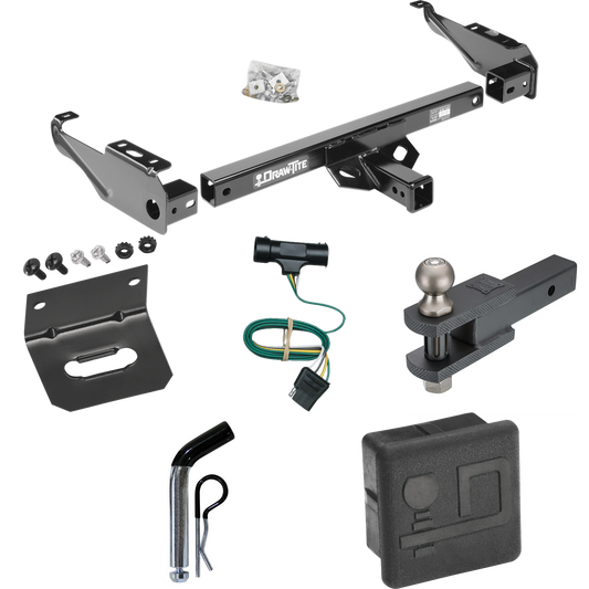Fits 1967-1978 GMC C25 Trailer Hitch Tow PKG w/ 4-Flat Wiring + Clevis Hitch Ball Mount w/ 2" Ball + Pin/Clip + Wiring Bracket + Hitch Cover By Draw-Tite