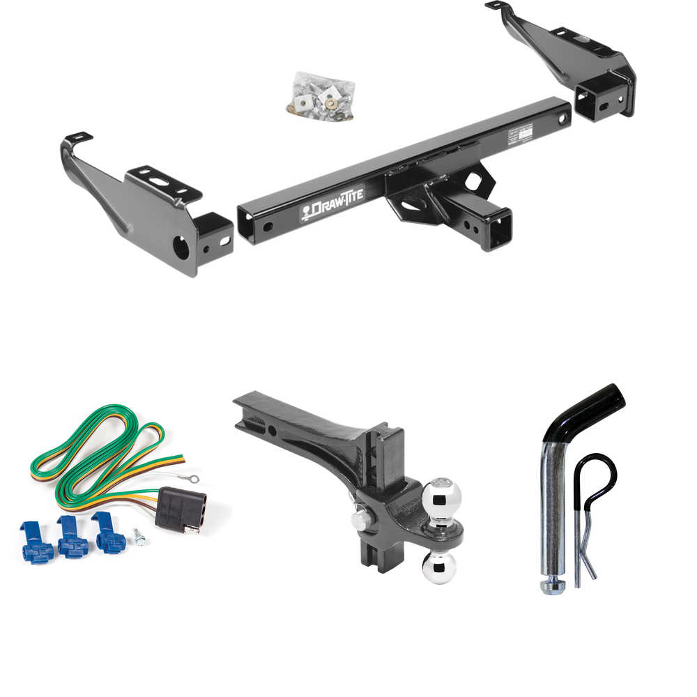 Fits 1994-1994 Dodge Ram 2500 Trailer Hitch Tow PKG w/ 4-Flat Wiring + Dual Adjustable Drop Rise Ball Ball Mount 2" & 2-5/16" Trailer Balls + Pin/Clip By Draw-Tite