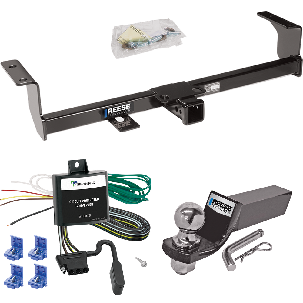 Se adapta al paquete de enganche de remolque Suzuki Grand Vitara 2006-2013 con cableado plano de 4 + kit de montaje de bola de inicio con caída de 2" y bola de 2" (excluye: modelos Hatchback de 3 puertas) de Reese Towpower