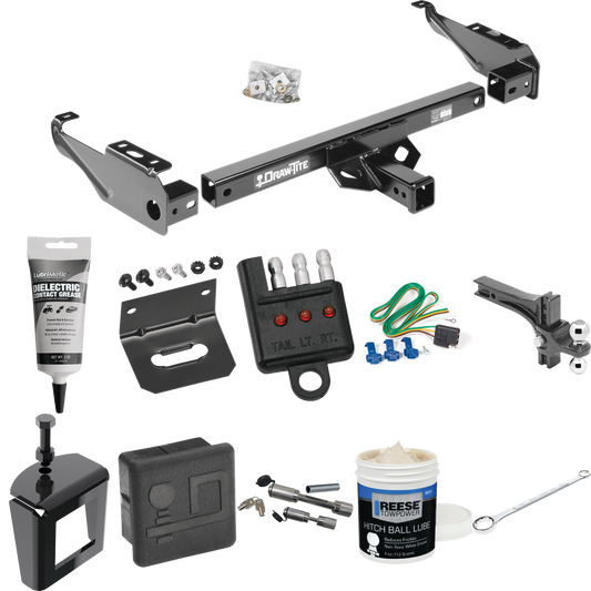 Fits 1963-1965 GMC 2500 Series Trailer Hitch Tow PKG w/ 4-Flat Wiring + Dual Adjustable Drop Rise Ball Ball Mount 2" & 2-5/16" Trailer Balls + Wiring Bracket + Hitch Cover + Dual Hitch & Coupler Locks + Wiring Tester + Ball Lube + Electric Grease + B