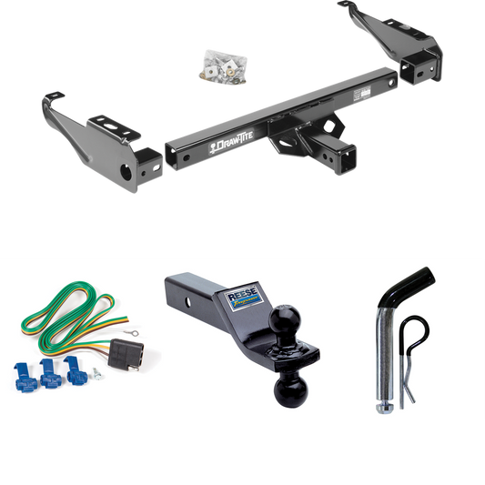 Fits 1967-1977 Dodge W100 Trailer Hitch Tow PKG w/ 4-Flat Wiring + Dual Ball Ball Mount 1-7/8" & 2" Trailer Balls + Pin/Clip By Draw-Tite