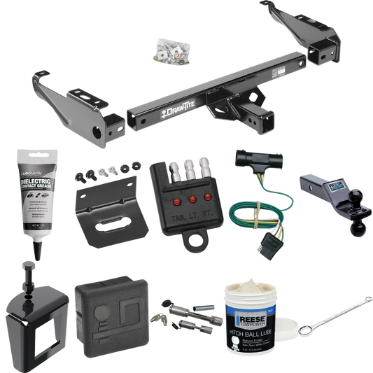 Fits 1979-1984 GMC C3500 Trailer Hitch Tow PKG w/ 4-Flat Wiring + Dual Ball Ball Mount 1-7/8" & 2" Trailer Balls + Wiring Bracket + Hitch Cover + Dual Hitch & Coupler Locks + Wiring Tester + Ball Lube + Electric Grease + Ball Wrench + Anti Rattle Dev