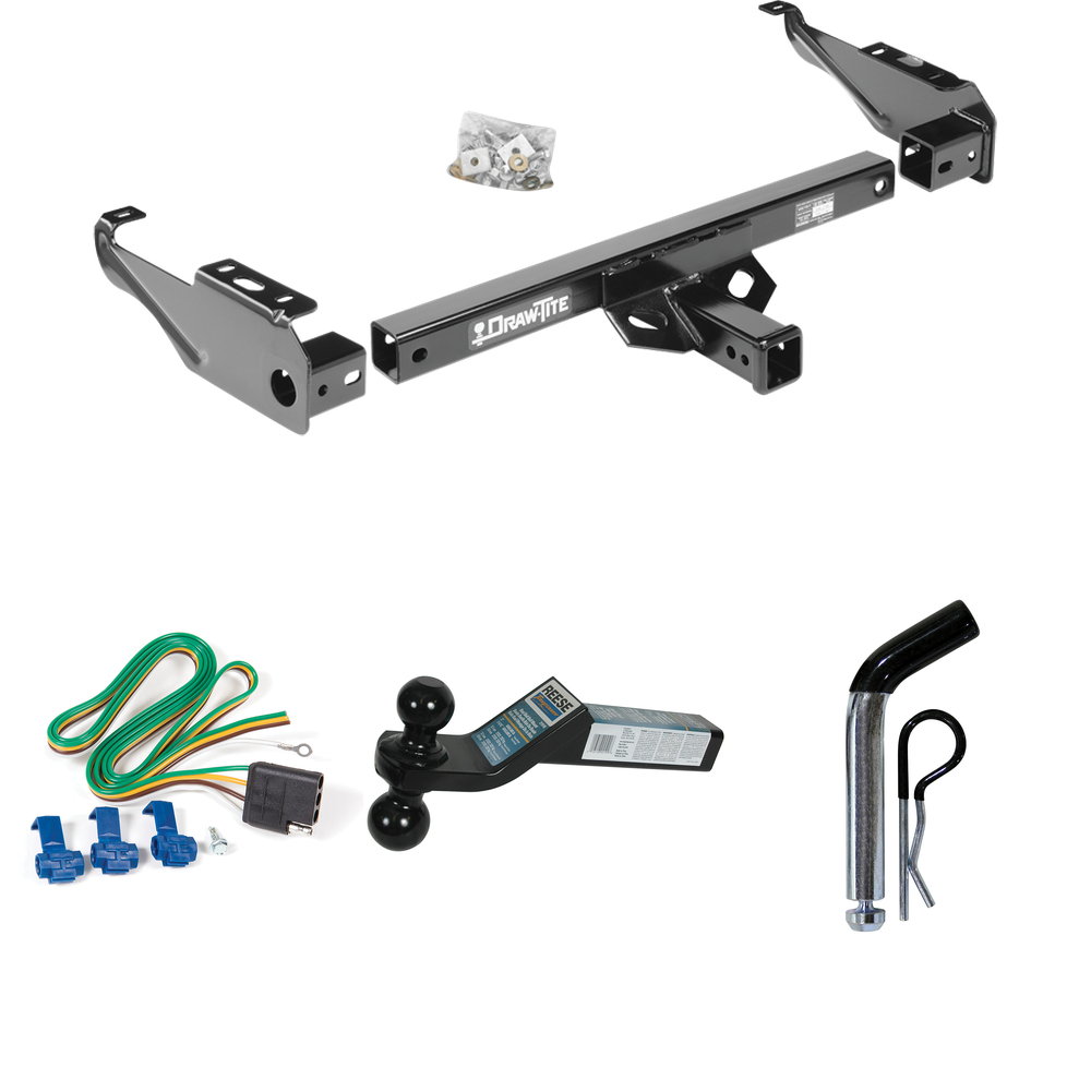 Fits 1963-1979 Ford F-350 Trailer Hitch Tow PKG w/ 4-Flat Wiring + Dual Ball Ball Mount 2" & 2-5/16" Trailer Balls + Pin/Clip By Draw-Tite