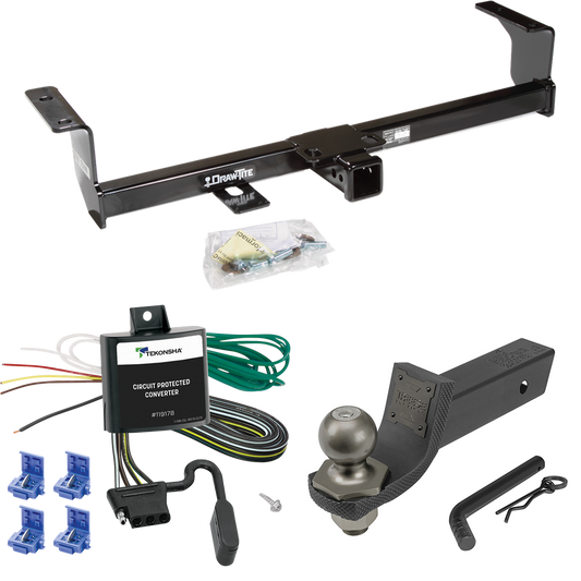 Fits 2006-2013 Suzuki Grand Vitara Trailer Hitch Tow PKG w/ 4-Flat Wiring + Interlock Tactical Starter Kit w/ 2" Drop & 2" Ball (Excludes: 3 Dr Hatchback Models) By Draw-Tite